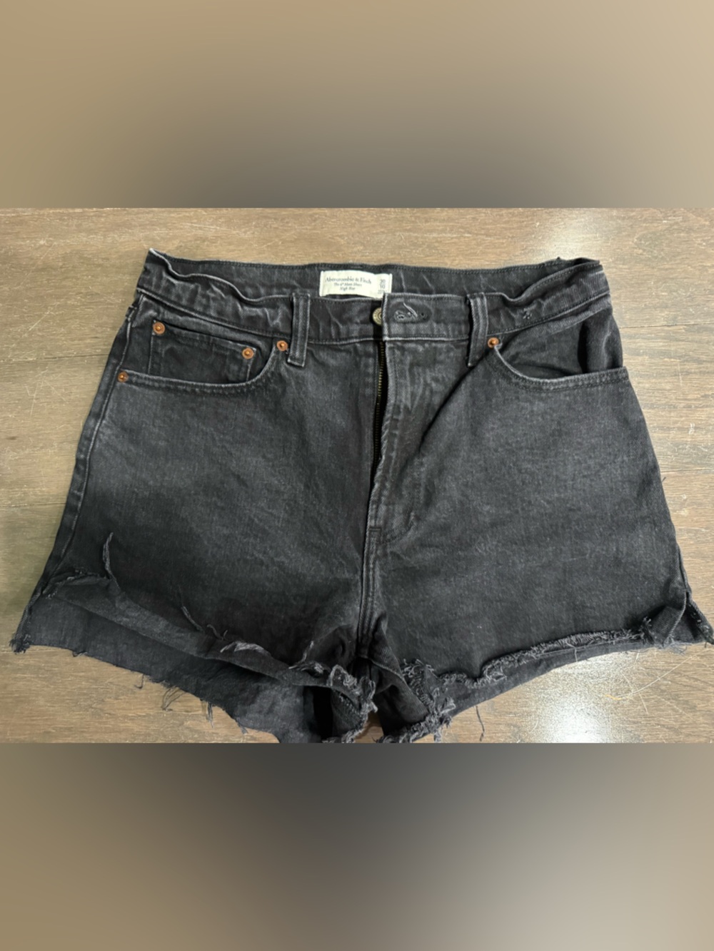 Abercrombie & Fitch Black Distressed Denim Shorts